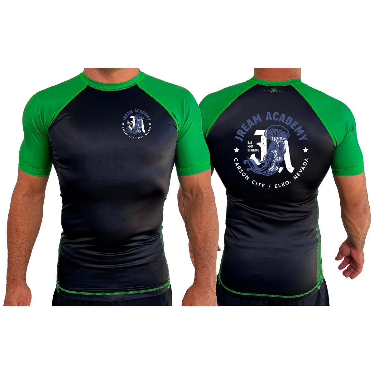 JREAM Academy All Black Ranked Short Sleeve Rash Guards #8216 A