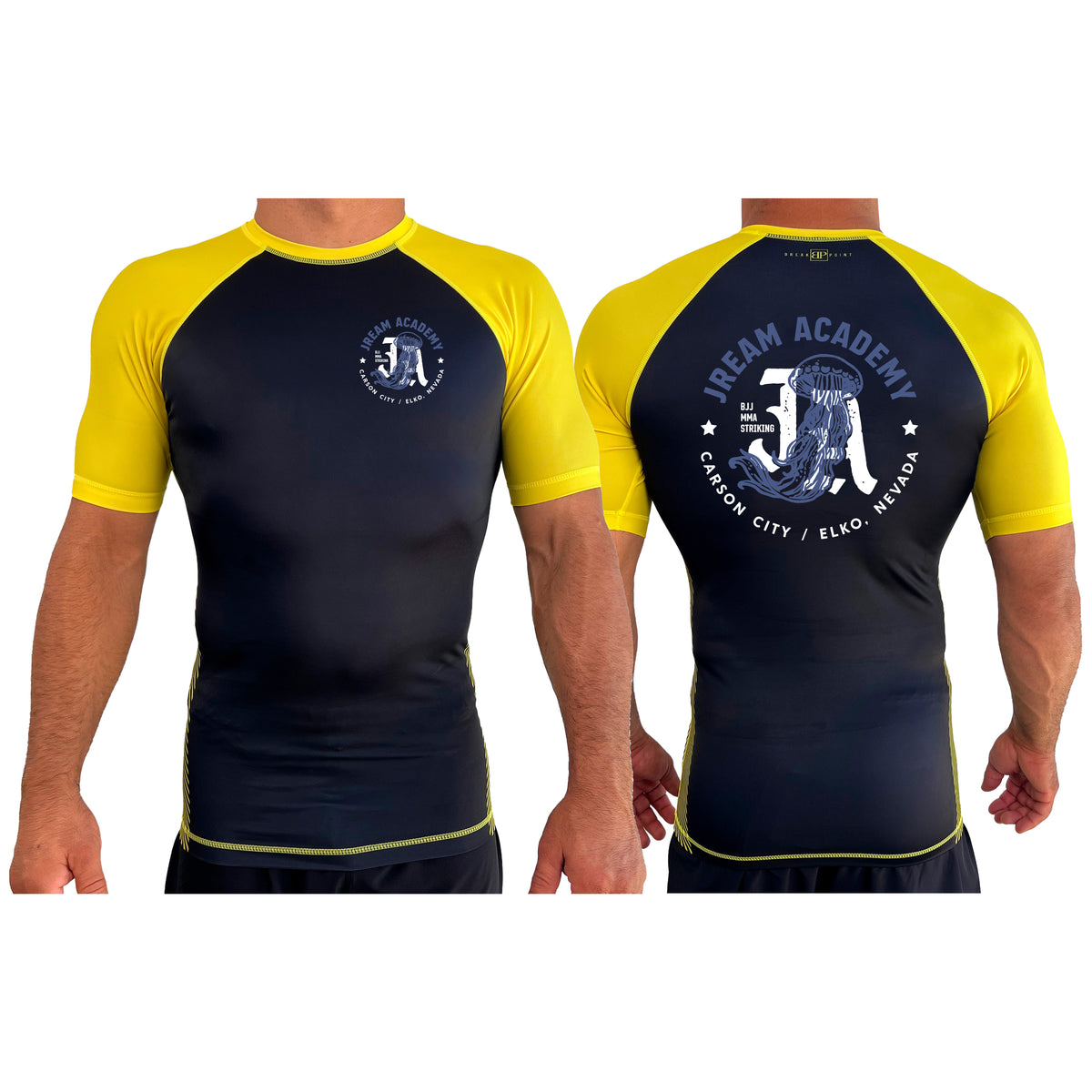 JREAM Academy All Black Ranked Short Sleeve Rash Guards #8216 A
