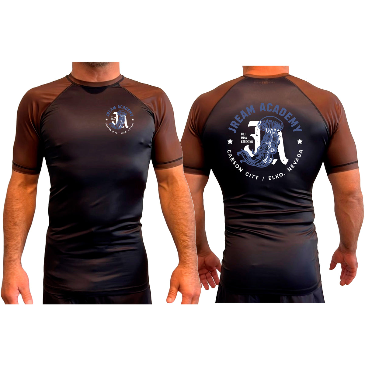 JREAM Academy All Black Ranked Short Sleeve Rash Guards #8216 A