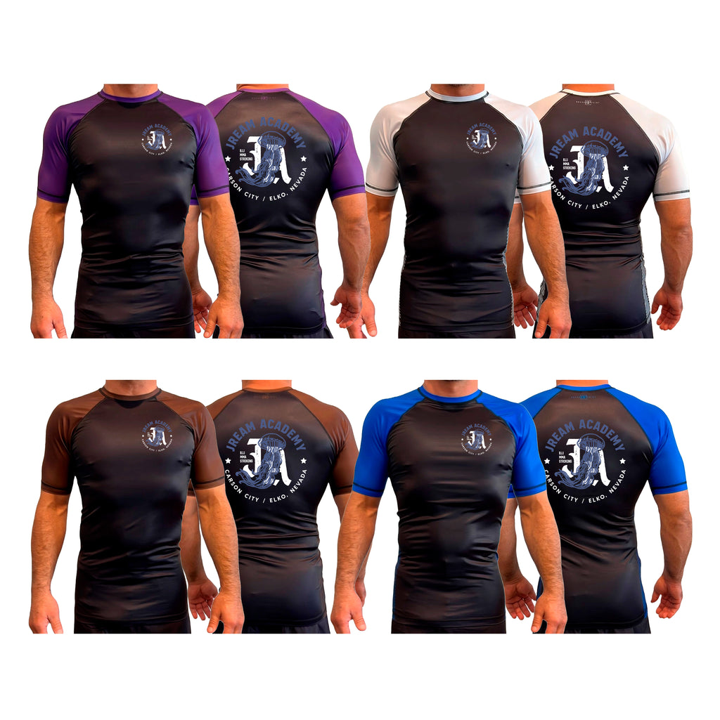 JREAM Academy All Black Ranked Short Sleeve Rash Guards #8216 A