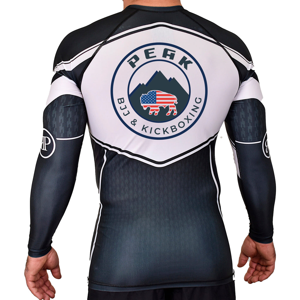 PEAK BJJ/KICKBOXING Academy Rash Guards Black/White #8217 A