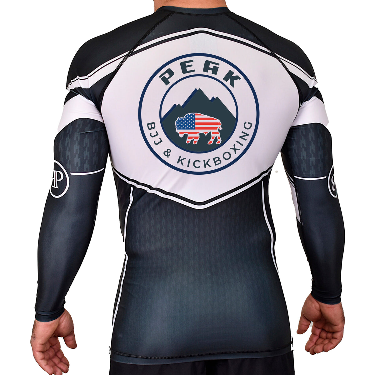 PEAK BJJ/KICKBOXING Academy Rash Guards Black/White #8217 A