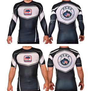 PEAK BJJ/KICKBOXING Academy Rash Guards Black/White #8217 A