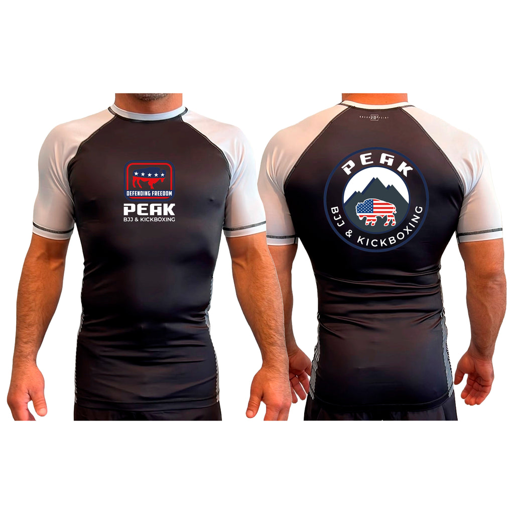 PEAK BJJ/KICKBOXING All Black Ranked Short Sleeve Rash Guards #8217 A