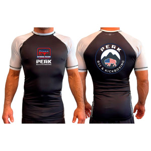 PEAK BJJ/KICKBOXING All Black Ranked Short Sleeve Rash Guards #8217 A