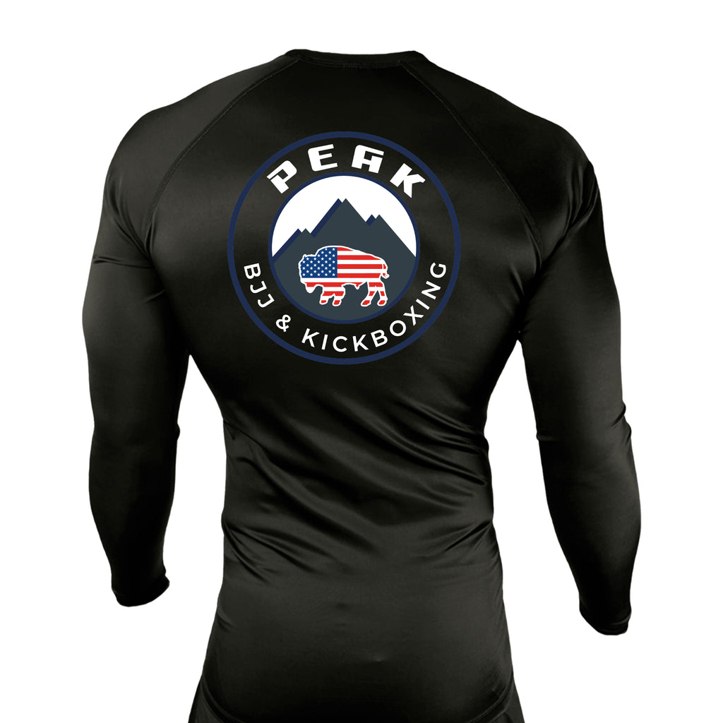 PEAK BJJ/KICKBOXING All Black Rash Guards Long Sleeves #8217 A