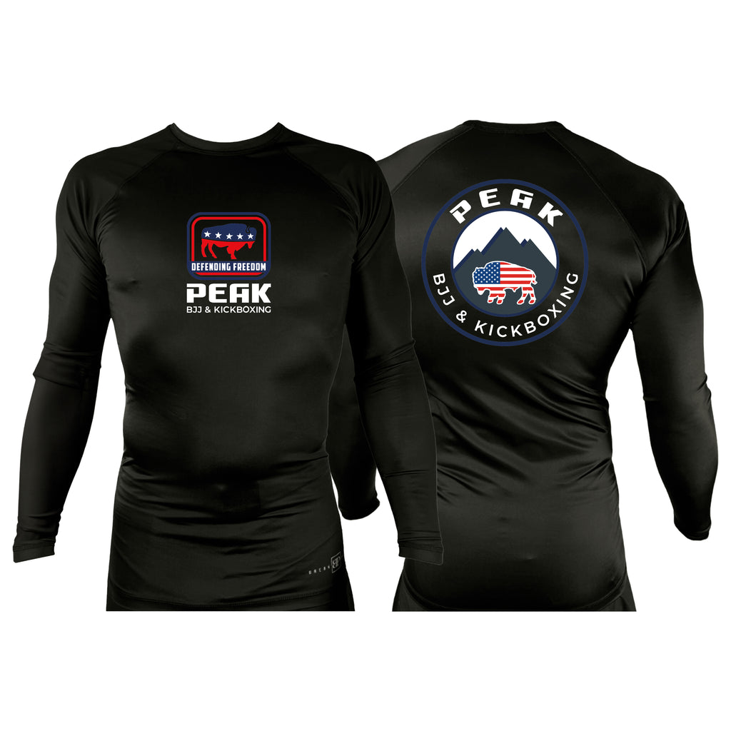 PEAK BJJ/KICKBOXING All Black Rash Guards Long Sleeves #8217 A