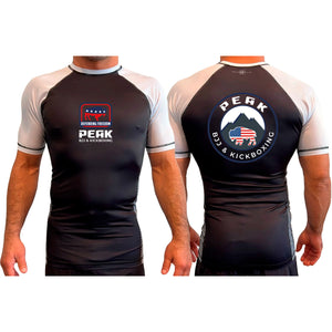 PEAK BJJ/KICKBOXING All Black Ranked Short Sleeve Rash Guards #8217 A