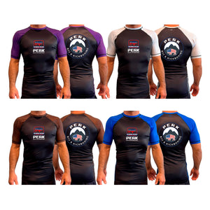 PEAK BJJ/KICKBOXING All Black Ranked Short Sleeve Rash Guards #8217 A