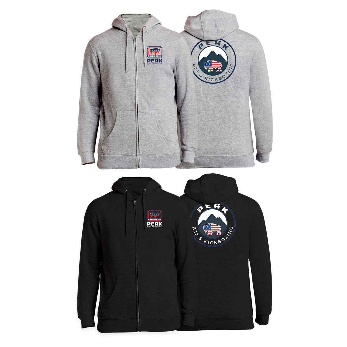 PEAK BJJ/KICKBOXING Zip-Up Hoodies #8217 B