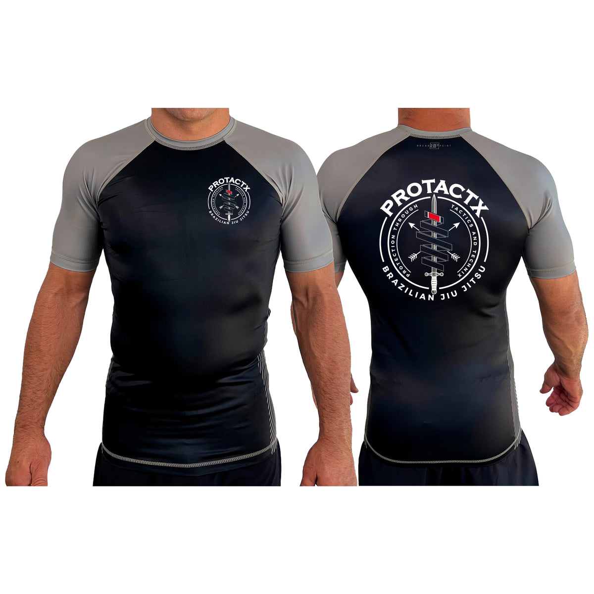 Protactx BJJ All Black Ranked Short Sleeve Rash Guards #8219 A