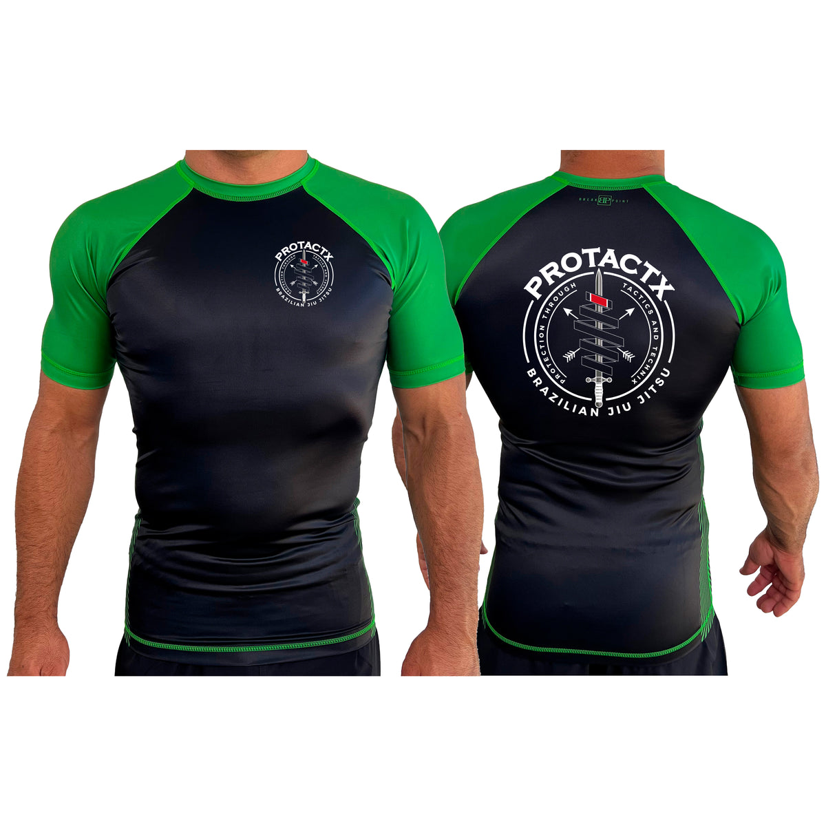 Protactx BJJ All Black Ranked Short Sleeve Rash Guards #8219 A