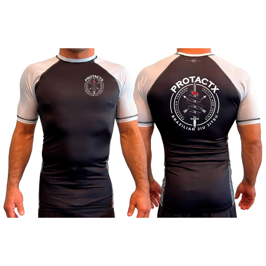 Protactx BJJ All Black Ranked Short Sleeve Rash Guards #8219 A