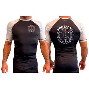Protactx BJJ All Black Ranked Short Sleeve Rash Guards #8219 A