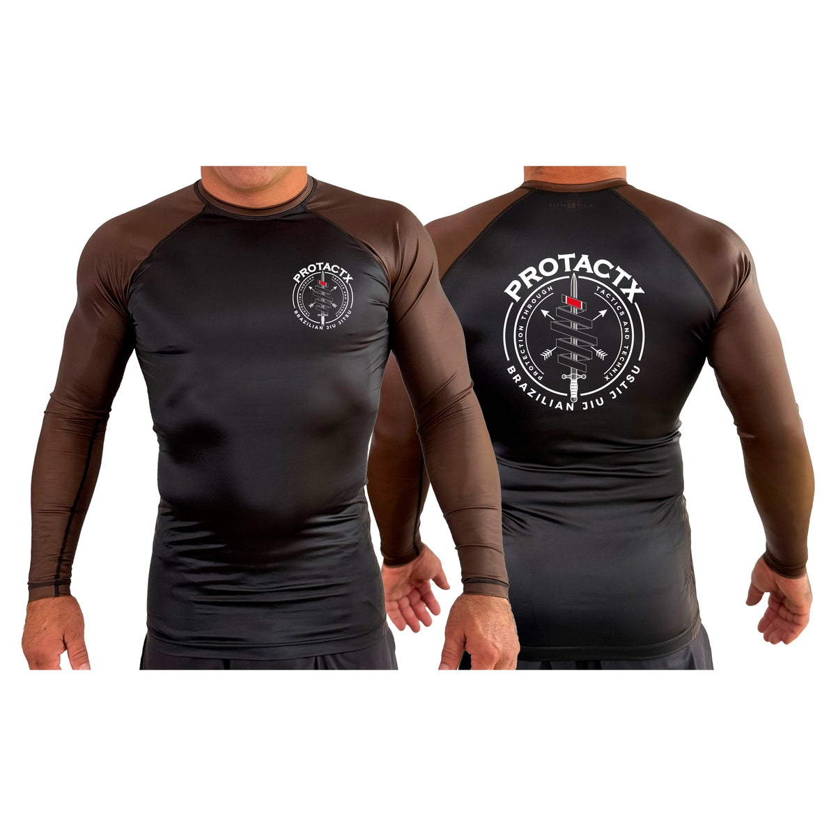 Protactx BJJ All Black Ranked Long Sleeve Rash Guards #8219 A