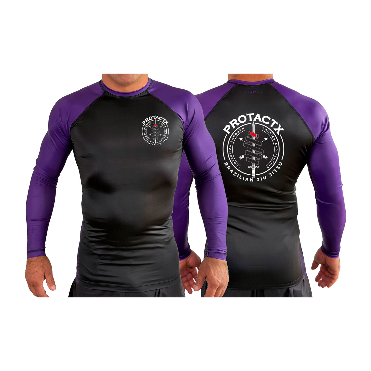 Protactx BJJ All Black Ranked Long Sleeve Rash Guards #8219 A