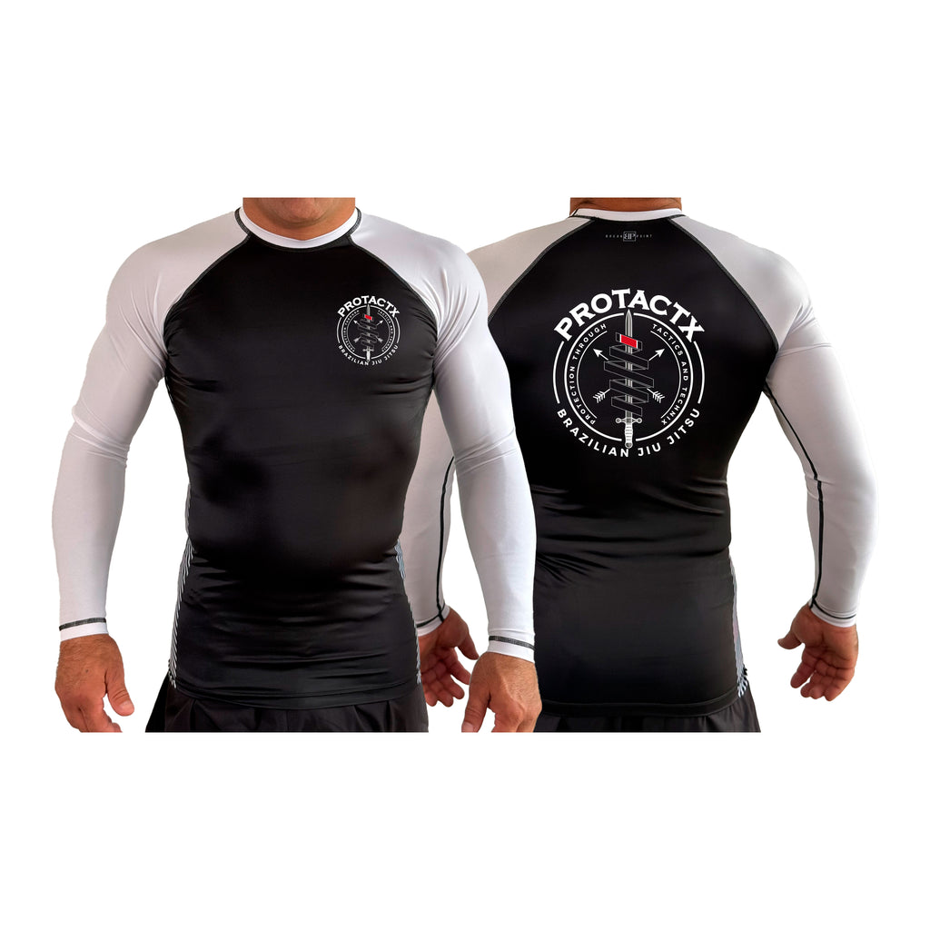 Protactx BJJ All Black Ranked Long Sleeve Rash Guards #8219 A