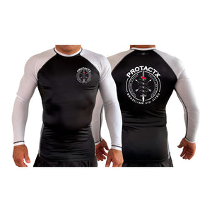 Protactx BJJ All Black Ranked Long Sleeve Rash Guards #8219 A