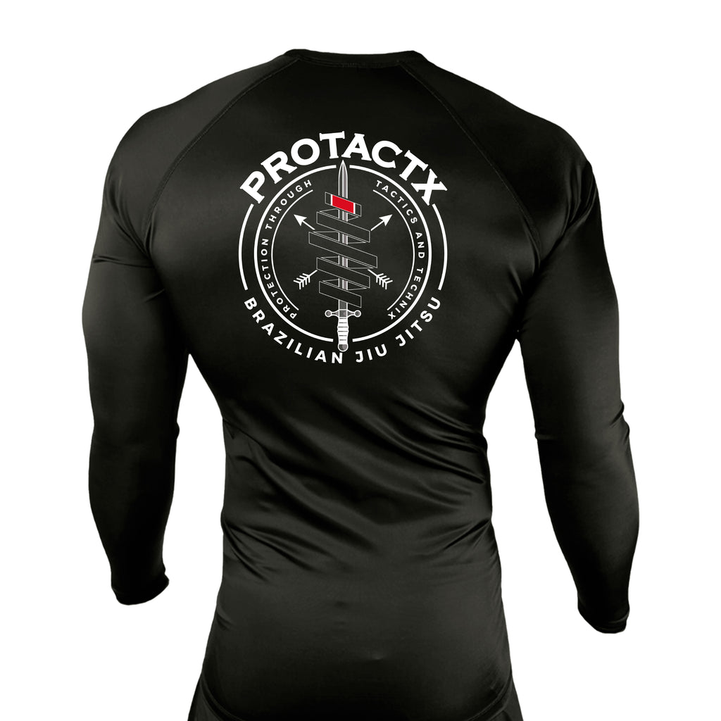 Protactx BJJ All Black Rash Guards Long Sleeves #8219 A