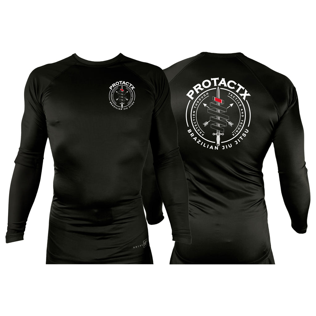 Protactx BJJ All Black Rash Guards Long Sleeves #8219 A