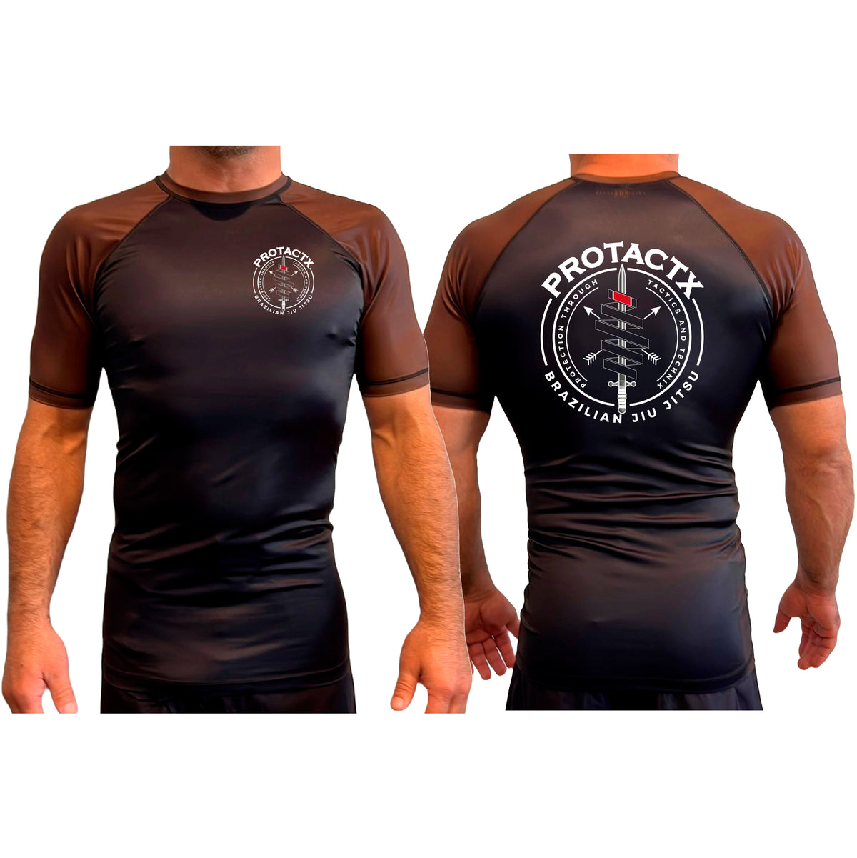 Protactx BJJ All Black Ranked Short Sleeve Rash Guards #8219 A