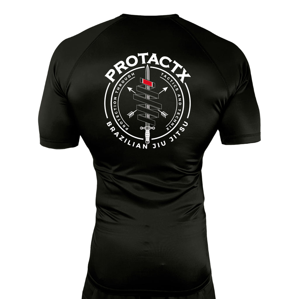 Protactx BJJ All Black Rash Guards Short Sleeves #8219 A