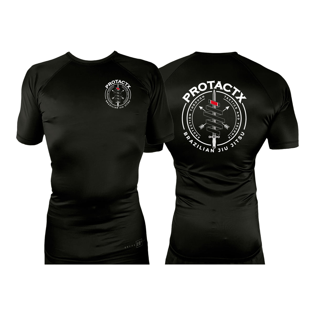 Protactx BJJ All Black Rash Guards Short Sleeves #8219 A