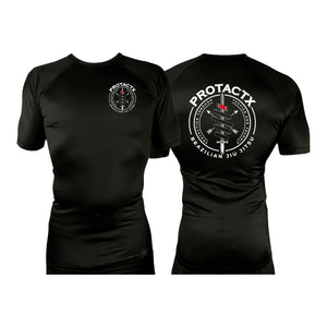 Protactx BJJ All Black Rash Guards Short Sleeves #8219 A