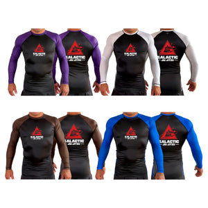 Galactic Jiu Jitsu All Black Ranked Long Sleeve Rash Guards #8220 A