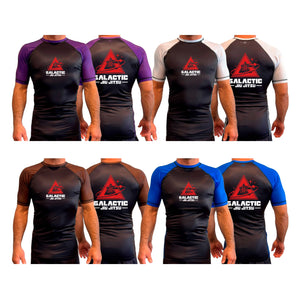 Galactic Jiu Jitsu All Black Ranked Short Sleeve Rash Guards #8220 A