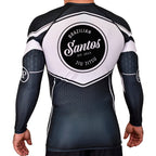 Santos Brazilian Jiu-Jitsu Academy Rash Guards Black/White #8221 A