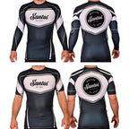 Santos Brazilian Jiu-Jitsu Academy Rash Guards Black/White #8221 A