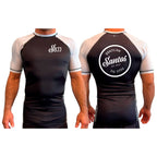 Santos Brazilian Jiu-Jitsu All Black Ranked Short Sleeve Rash Guards #8221 A