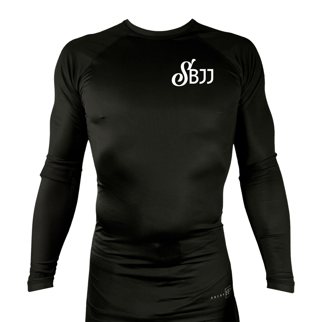 Santos Brazilian Jiu-Jitsu All Black Rash Guards Long Sleeves #8221 A