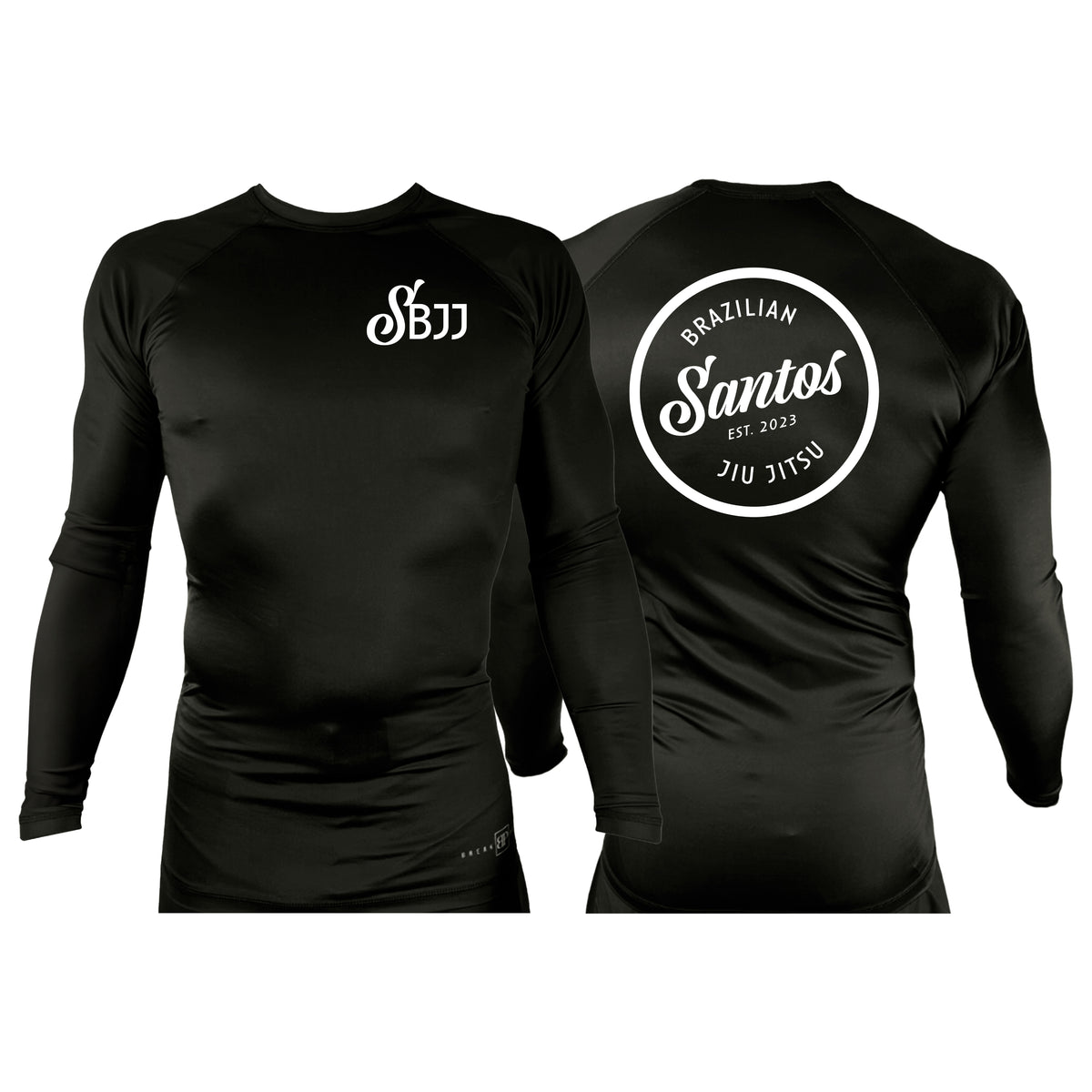 Santos Brazilian Jiu-Jitsu All Black Rash Guards Long Sleeves #8221 A