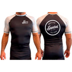 Santos Brazilian Jiu-Jitsu All Black Ranked Short Sleeve Rash Guards #8221 A