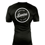 Santos Brazilian Jiu-Jitsu All Black Rash Guards Short Sleeves #8221 A