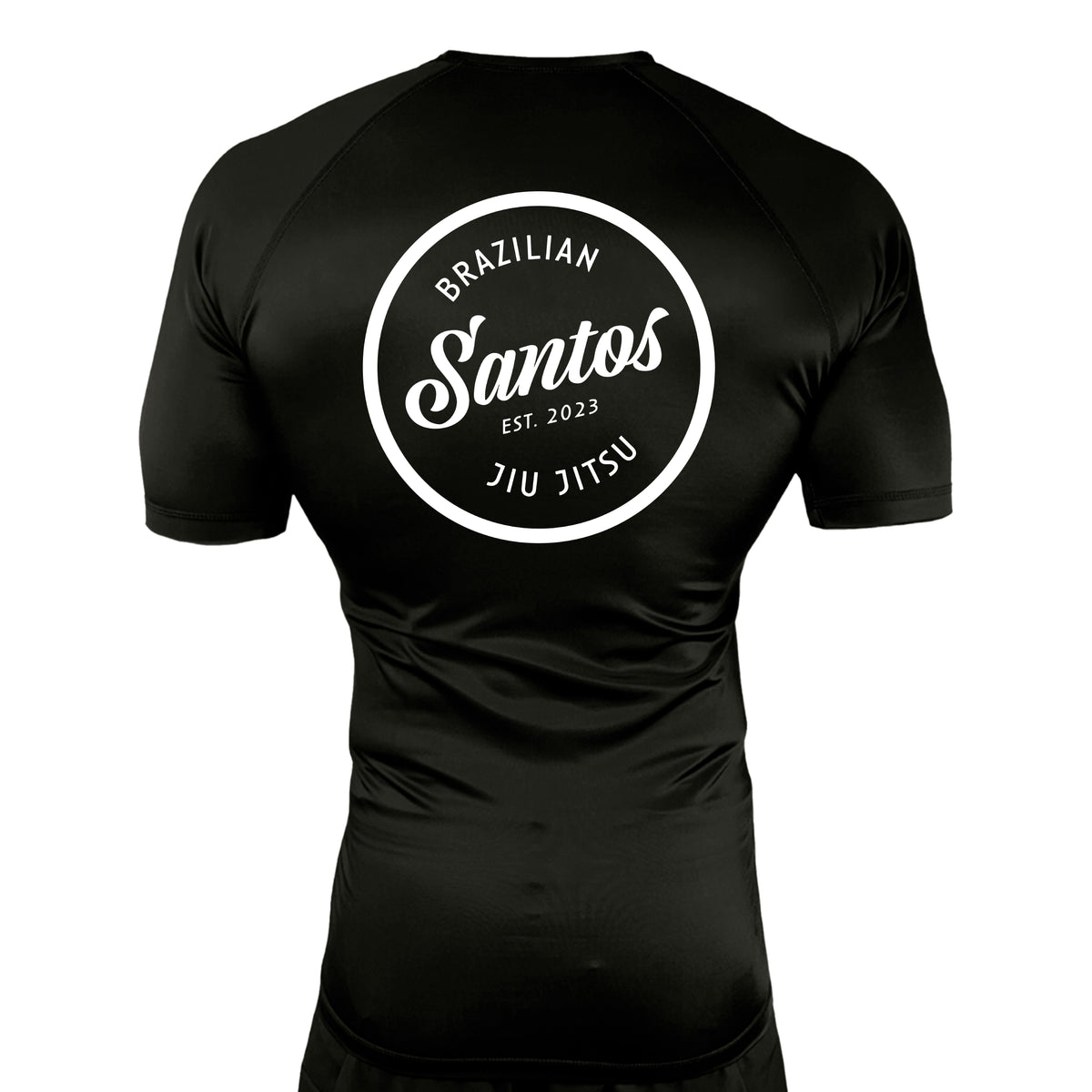 Santos Brazilian Jiu-Jitsu All Black Rash Guards Short Sleeves #8221 A