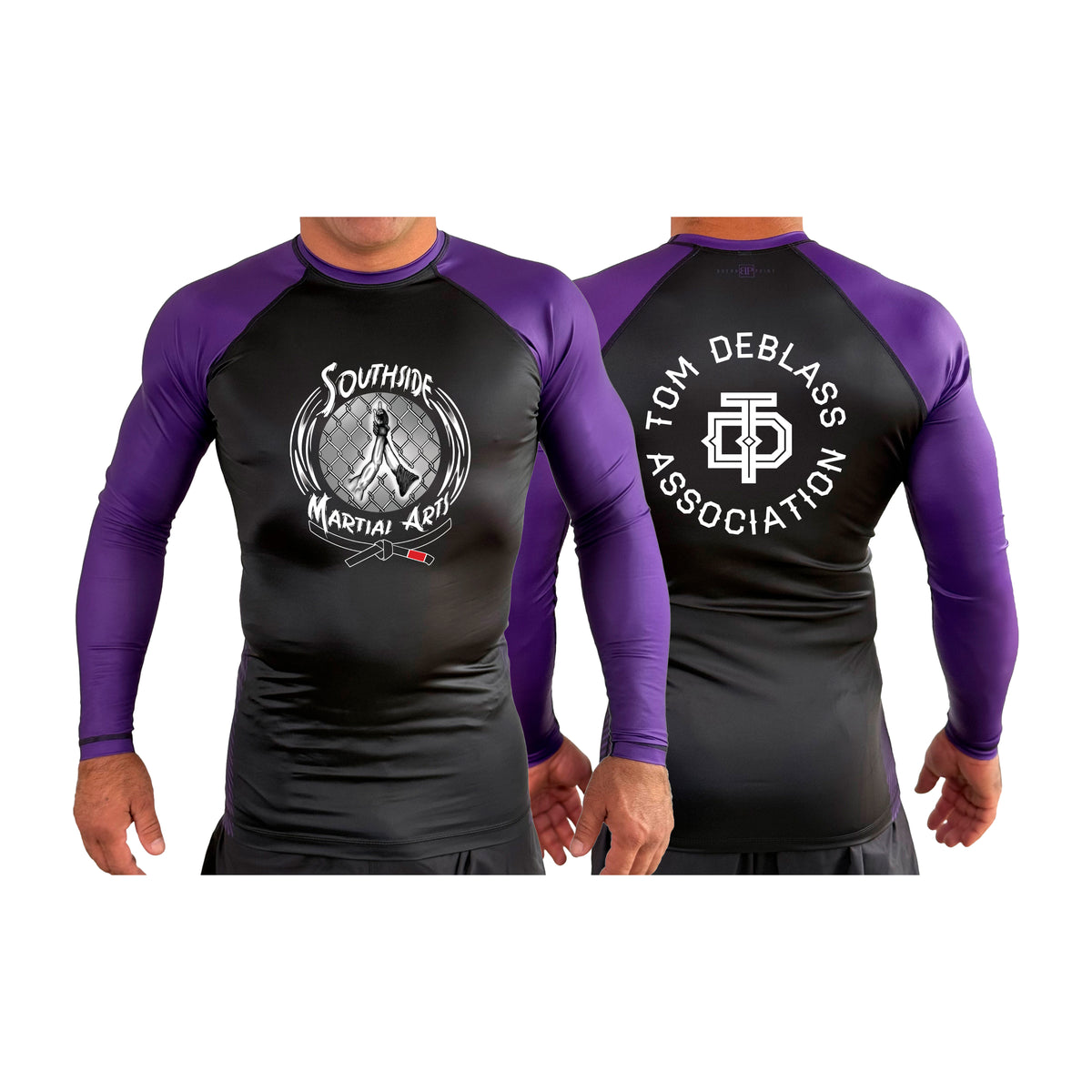 Southside Martial Arts All Black Ranked Long Sleeve Rash Guards #8222 A