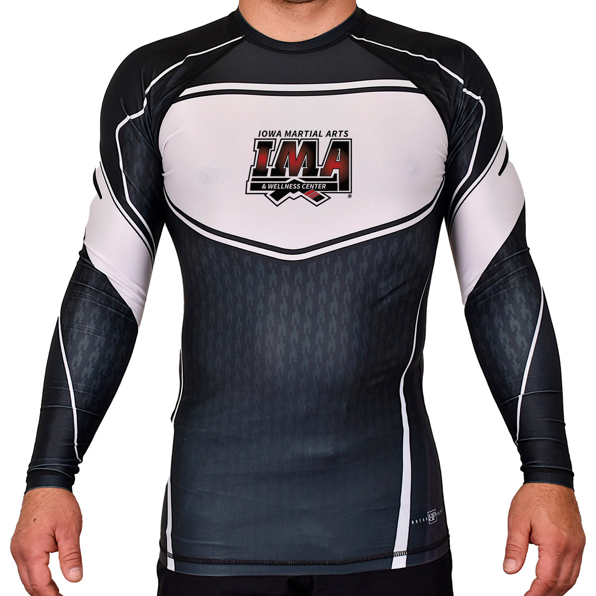 Iowa MA Academy Rash Guards Black/White #8223 A