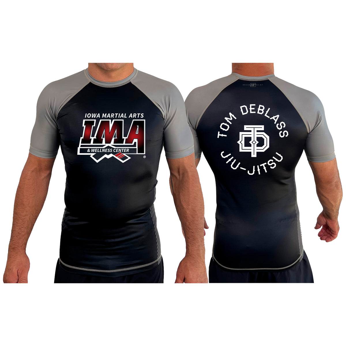 Iowa MA All Black Ranked Short Sleeve Rash Guards #8223 A