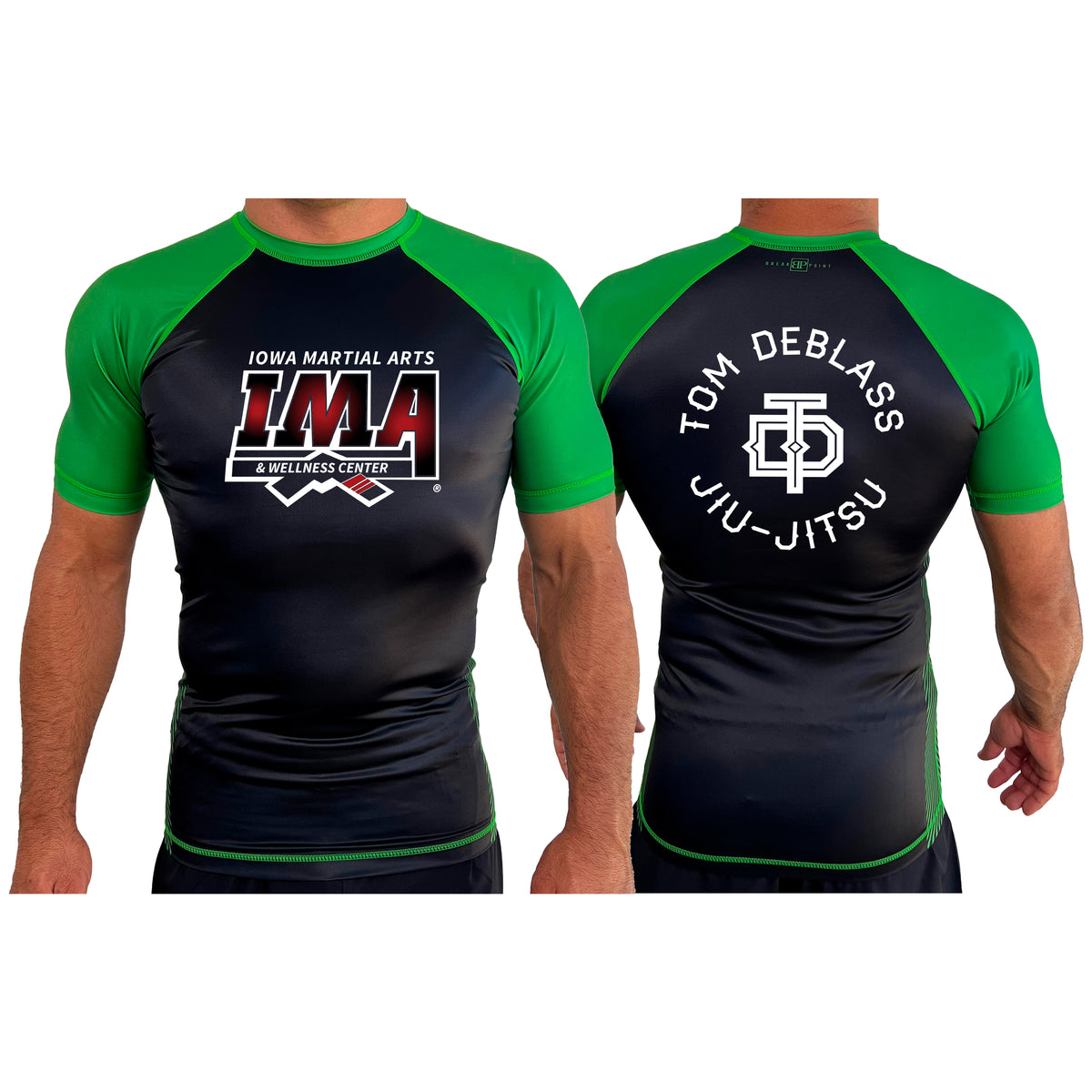 Iowa MA All Black Ranked Short Sleeve Rash Guards #8223 A