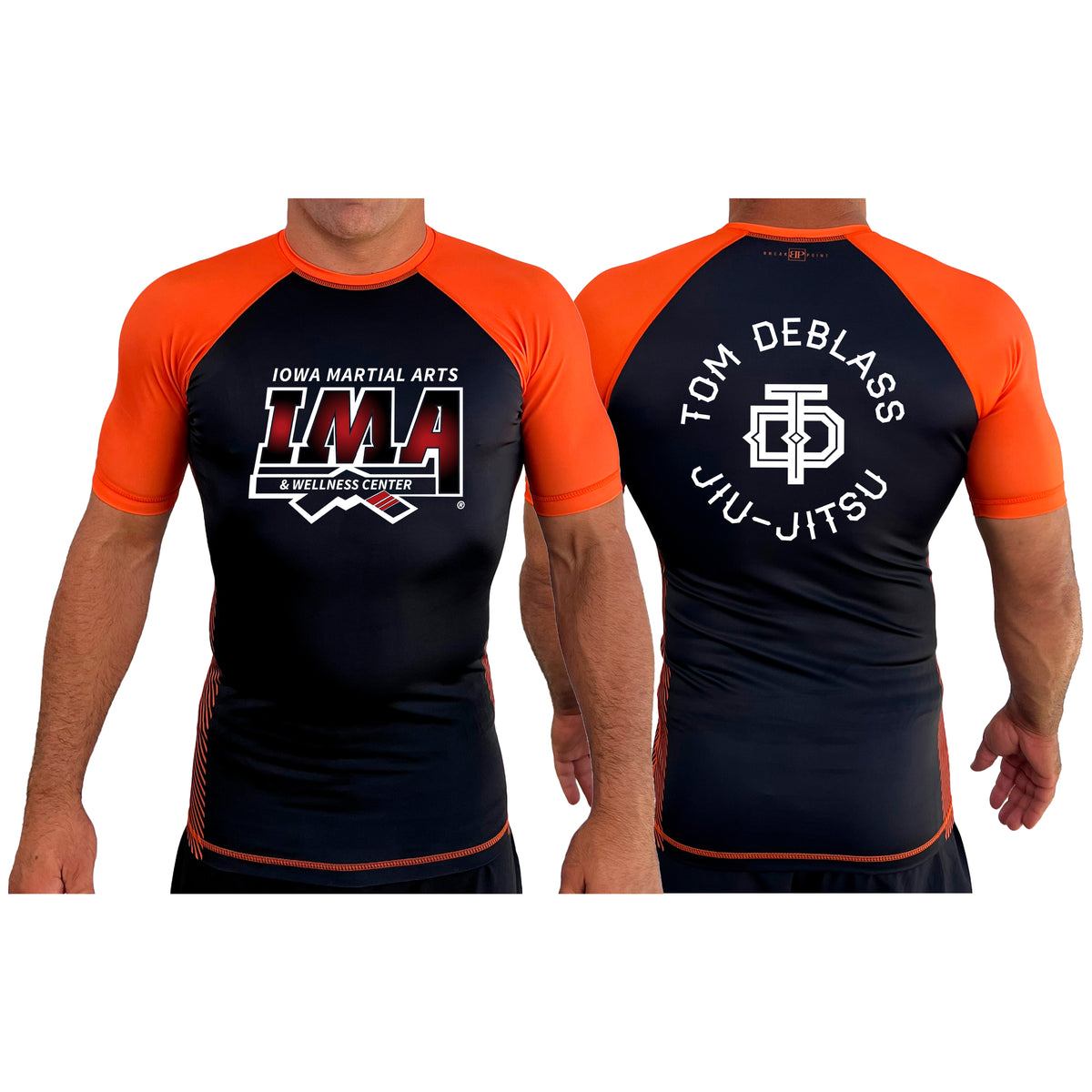 Iowa MA All Black Ranked Short Sleeve Rash Guards #8223 A