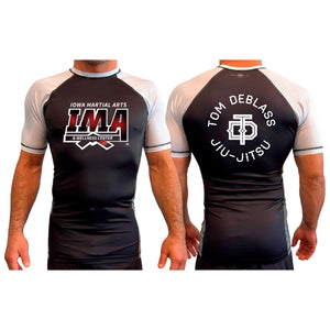 Iowa MA All Black Ranked Short Sleeve Rash Guards #8223 A