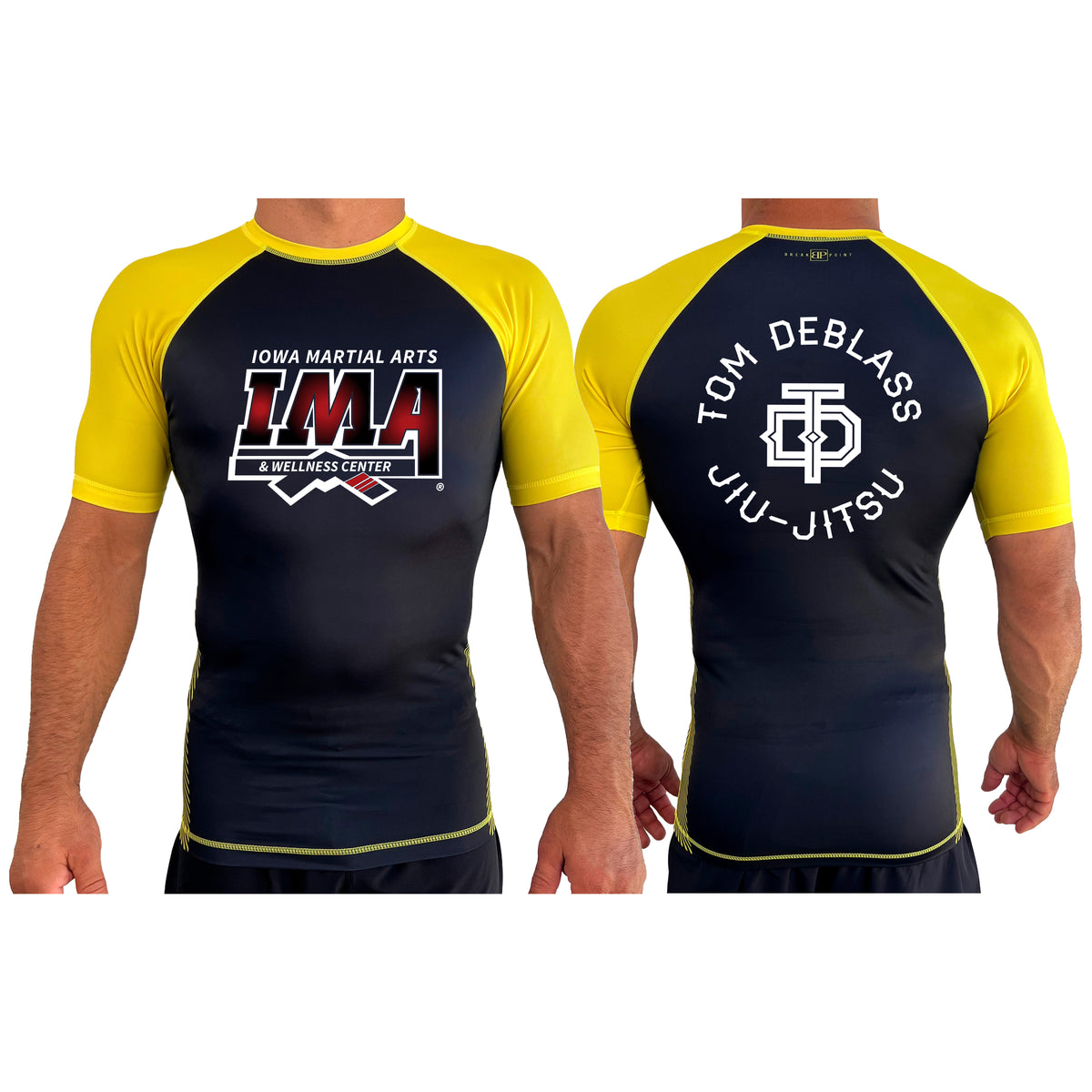 Iowa MA All Black Ranked Short Sleeve Rash Guards #8223 A