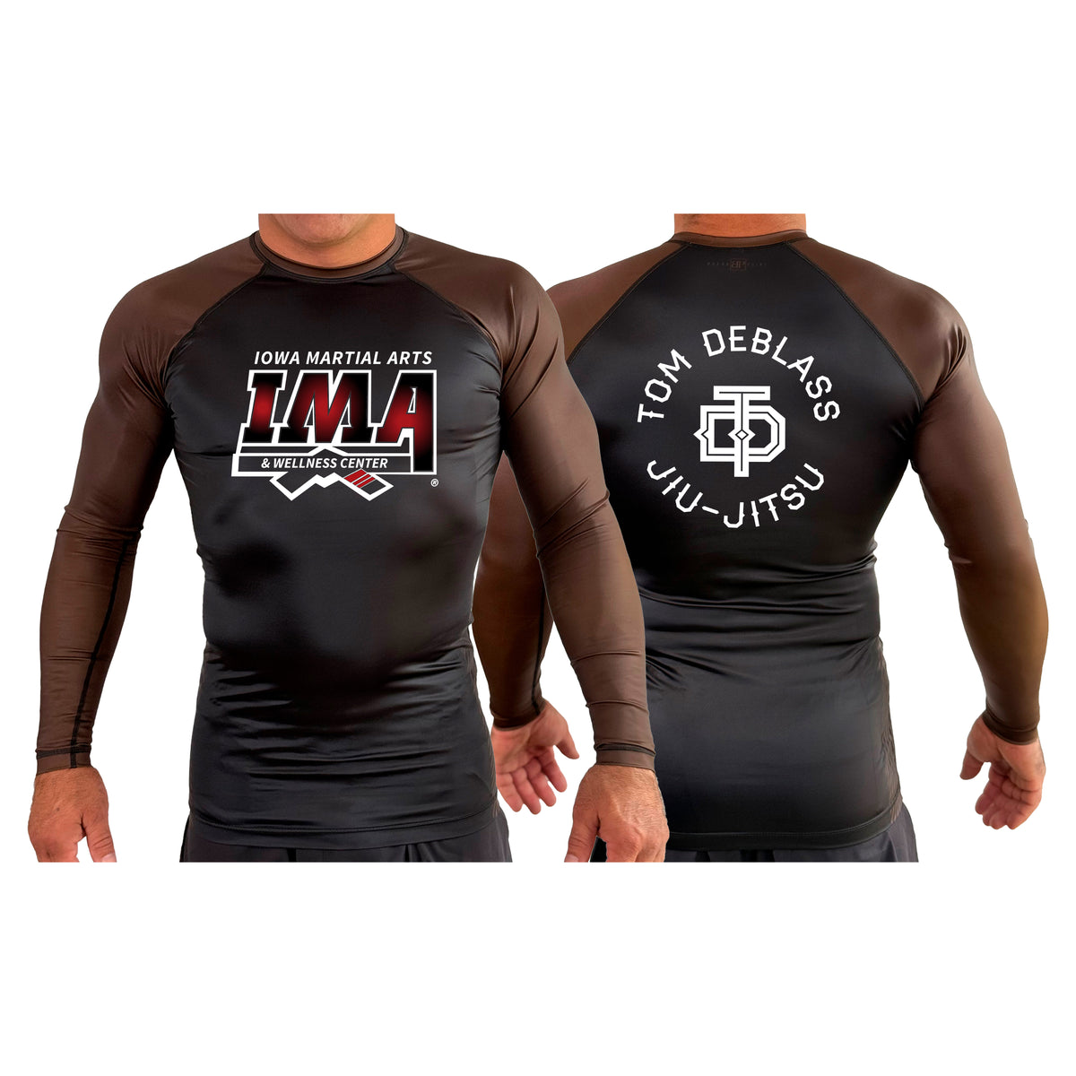 Iowa MA All Black Ranked Long Sleeve Rash Guards #8223 A