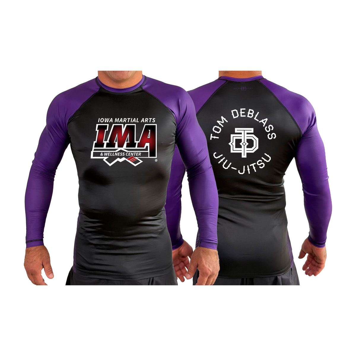 Iowa MA All Black Ranked Long Sleeve Rash Guards #8223 A