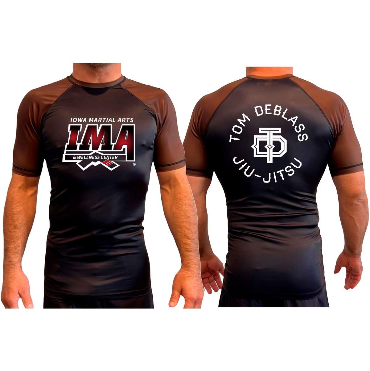 Iowa MA All Black Ranked Short Sleeve Rash Guards #8223 A