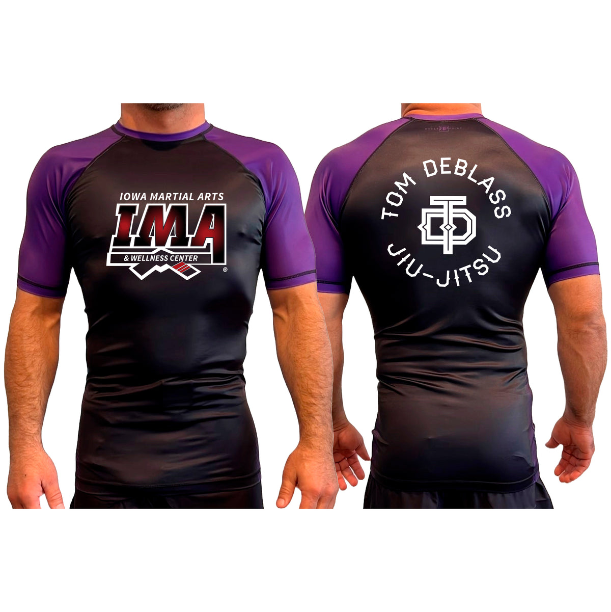 Iowa MA All Black Ranked Short Sleeve Rash Guards #8223 A