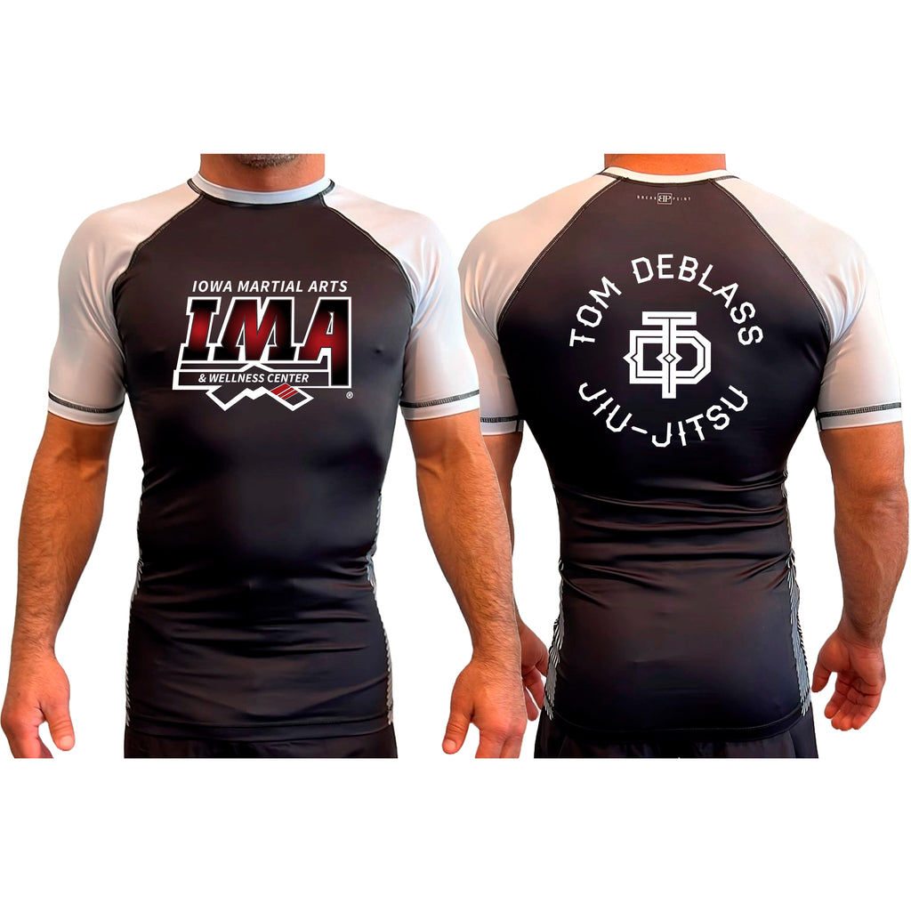 Iowa MA All Black Ranked Short Sleeve Rash Guards #8223 A